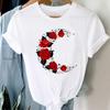 Футболка с милым цветком, модная футболка, одежда 90-х годов, милая трендовая повседневная женская футболка с коротким рукавом и принтом, женская женская футболка с графикой