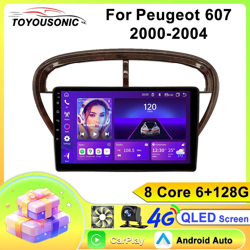 Toyousonic Car Video Player for Peugeot 607 2000-2004 GPS Navigation Built-in Dsp Carplay Autoradio Android Head Unit