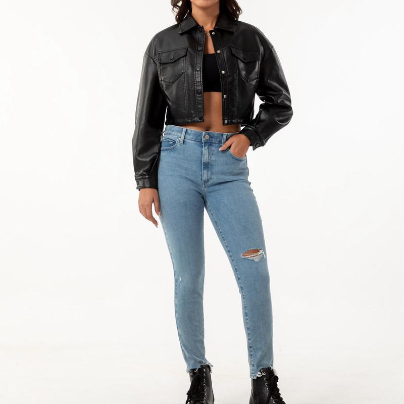 Spring and Autumn Models Loose Casual Leather Jacket Women Long-sleeved Single-breasted Ladies Lapel Fashion Short Jacket