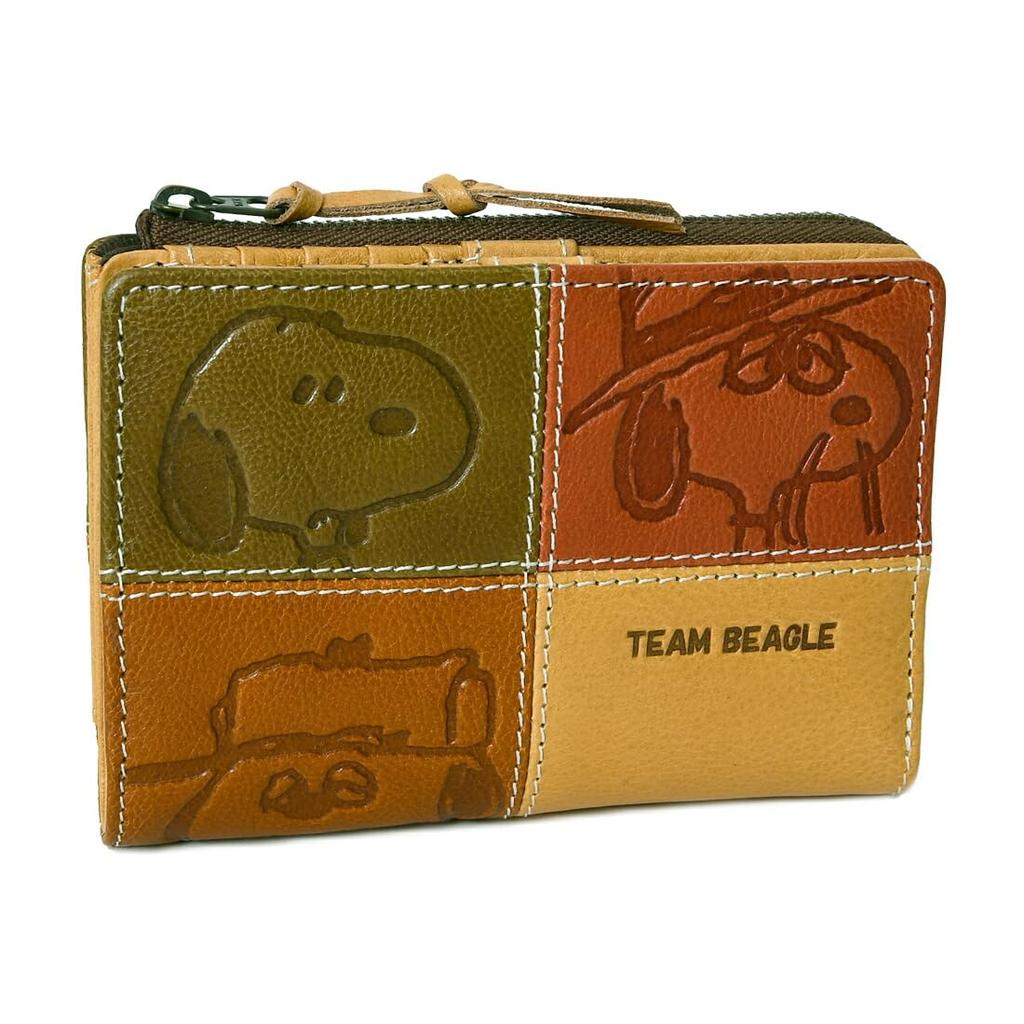 Peanuts Snoopy Bifold Genuine TEAM BEAGLE for Men and 73441 Wallet, Leather, R, Wallet, Women, (Yellow)