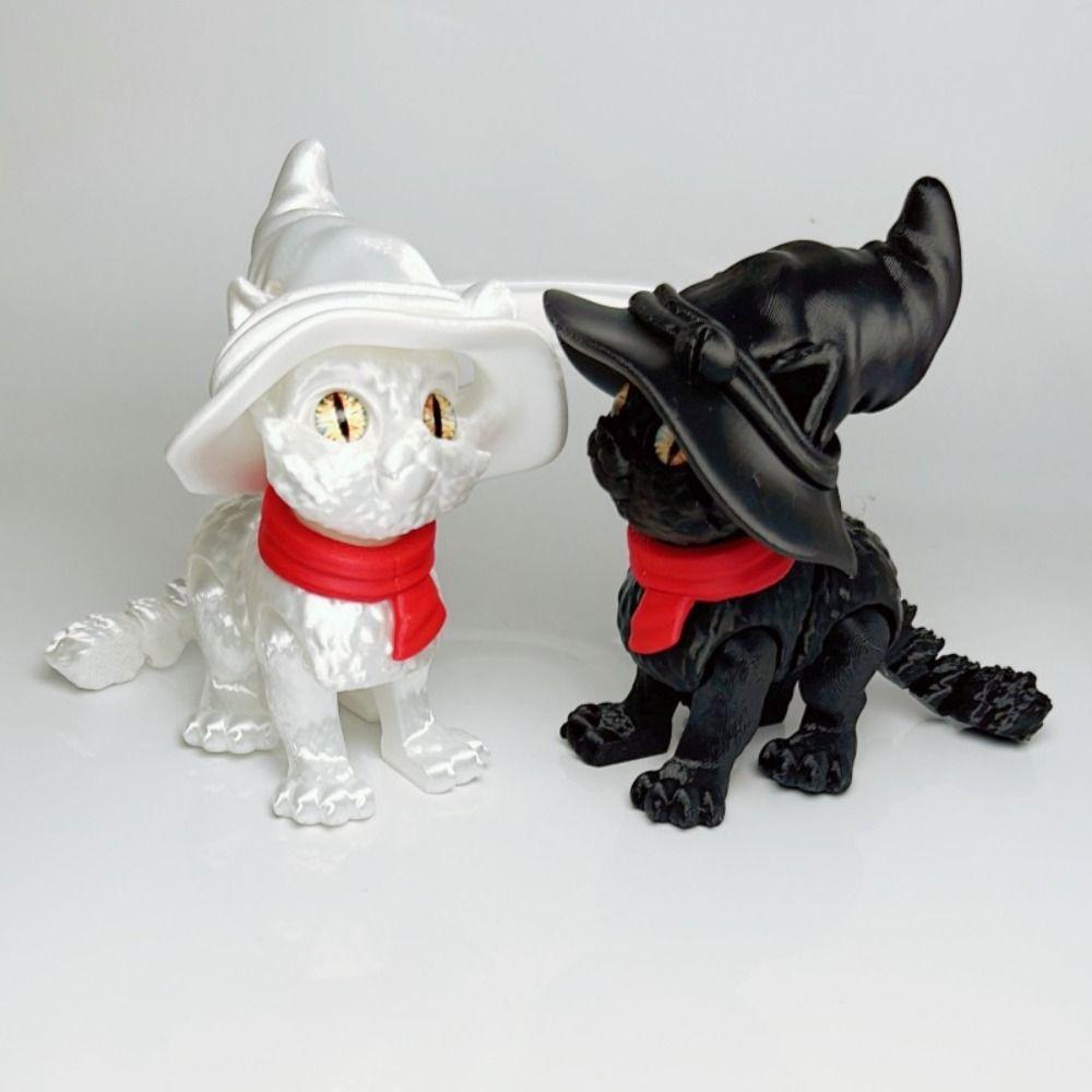 Модель кошки, напечатанная на 3D-принтере, из пластика, креативная скульптура, шарнирная кукла кошки, технология 3D-печати, реалистичный дизайн