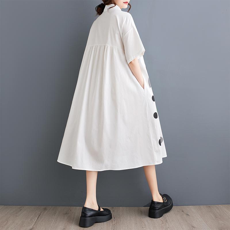 DIMANAF 2025 Plus Size Women Summer Dress Lady Long Dress Printing Style Loose Vintage Maxi Cotton Basic Dress