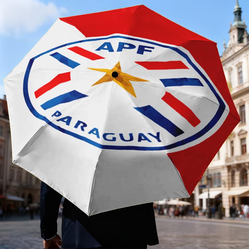 Paraguay Football Federation Emblem Umbrella Folding umbrella, automatic umbrella 8-Frame for Travel, camping Use Gift for Halloween Christmas