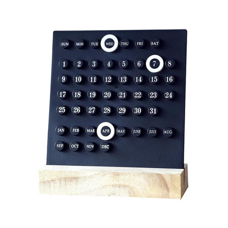 Acryl-Holzsockel, Handgefertigt, DIY-Kalender, Büro, Schreibtisch, Heimdekoration, Digital, Kleine Ornamente, Schwarz