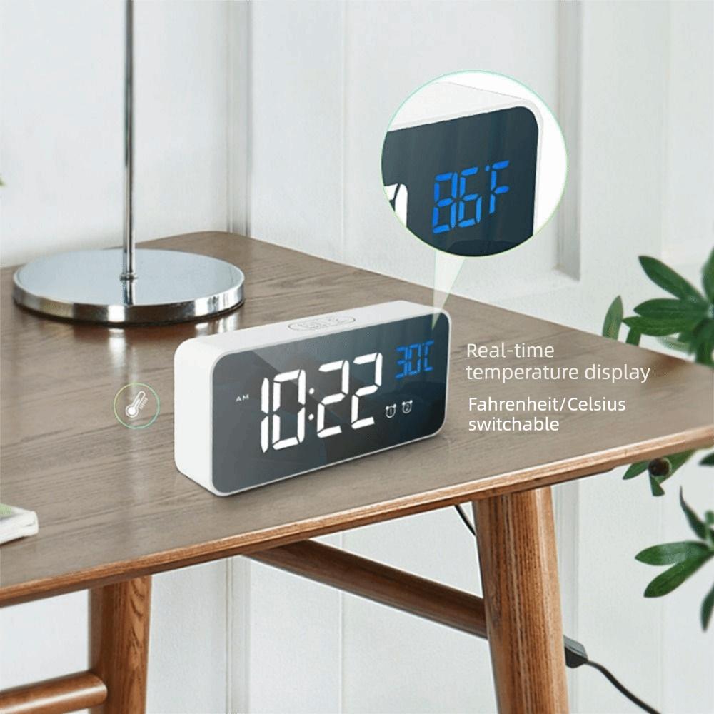 Voice Control Music Alarm Clock Mirror Desk Clock Ringtones LED Digital Clock Home Office