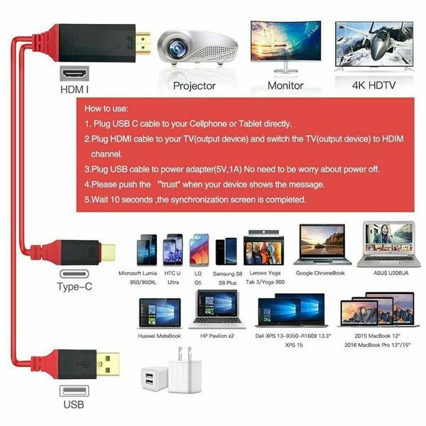 Usb 3.1 Type C в HDMI-кабель-адаптер-переходник 2M Hd 1080P 4K HdTV-сплиттер-кабель для Samsung Galaxy S10/9/8, телефон, проектор, телевизор