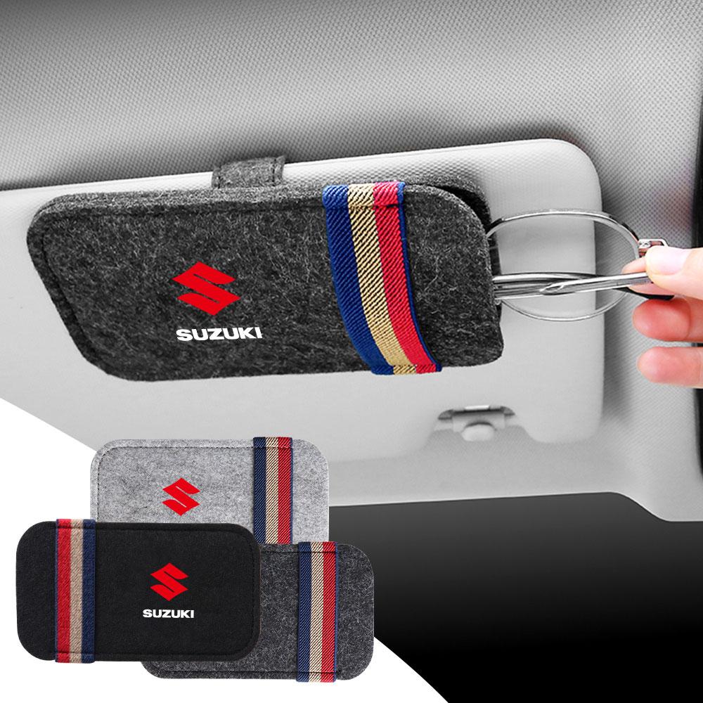 Car Sun Visor Sunglasses Storage Clips Suede Glasses Protective Bag For Suzuki SX4 Samurai Spacia Swift Jimny Grand Vitara IGNIS