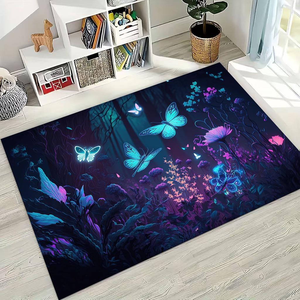27 Style Dream Butterfly Flower Cartoon Rug for Bedroom Living Room Sofa Home Doormat Decor,Large Kids Play Non-slip Floor Mat