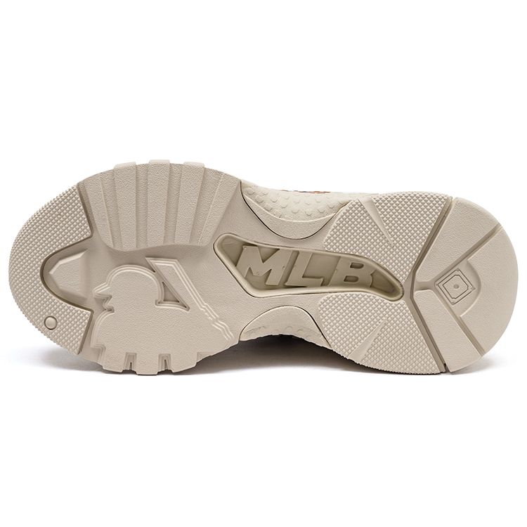 MLB Big Ball Chunky Dia Monogram Искусственная кожа Винтажный принт Износостойкие Завышенные Низкие Папины кроссовки Унисекс кроссовки Бежевый 3ASHCDM2N-43BGD