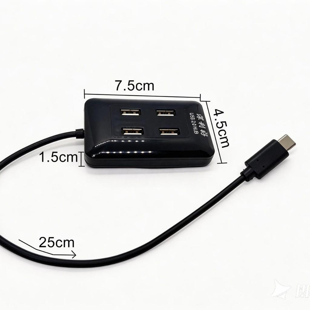 4-портовый USB 2.0 Док-станция Хаб с кабелем Type-C 25 см