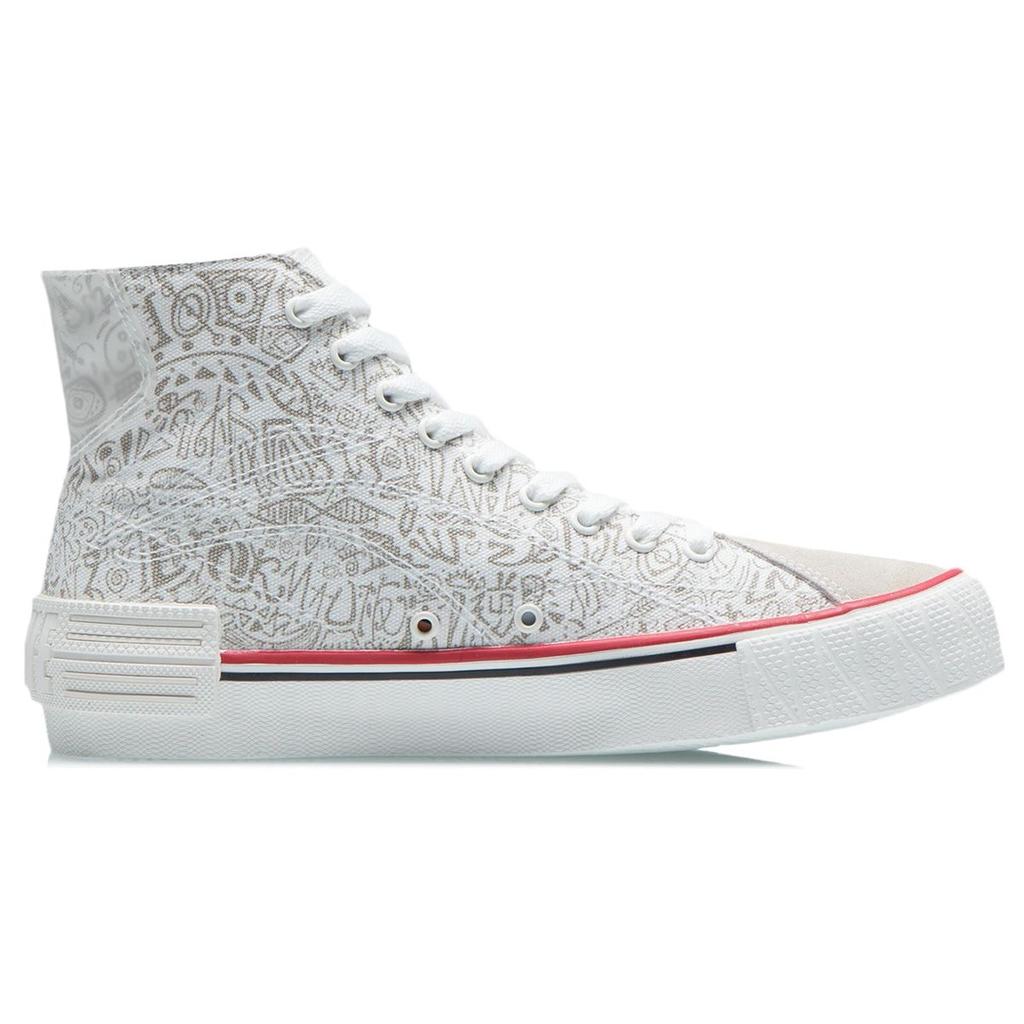Li Ning We Are Canvas Hi Trendy Versatile Casual High-Top Sneakers Women Sneakers White Gray AECR012-1