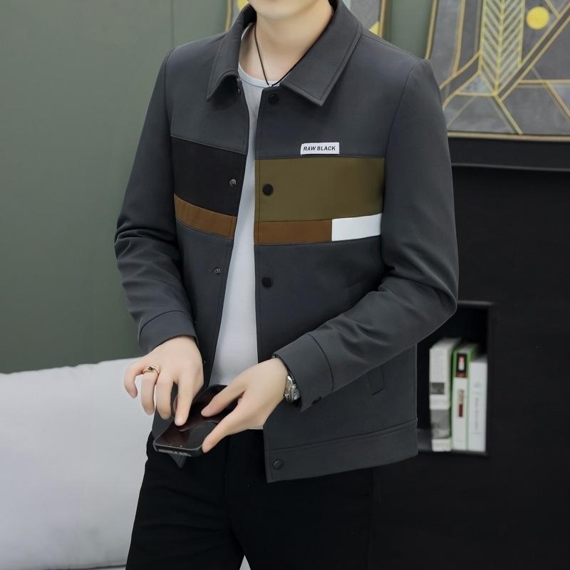 Новое пальто мужское весенне-осеннее модное облегающее пальто в корейском стиле с красивыми лацканами простое и универсальное повседневное