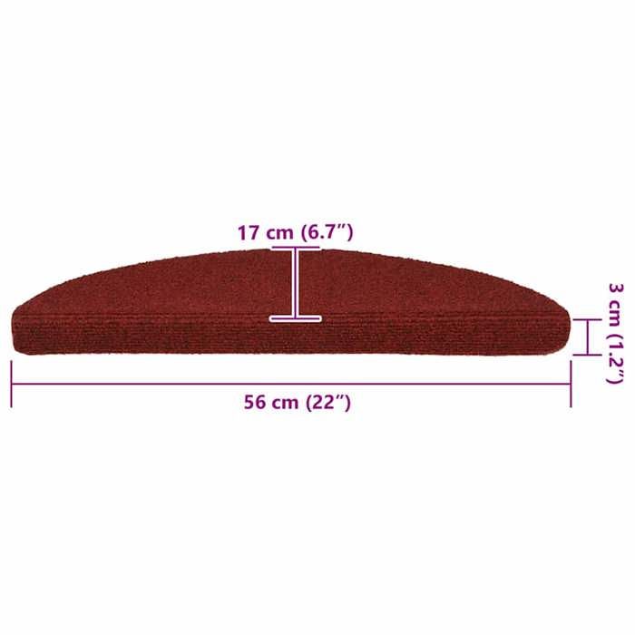 VidaXL Self-adhesive Stair Treads 30 Pieces 56 X 17 X 3 Cm Bordeaux Red Semicircular 3365683