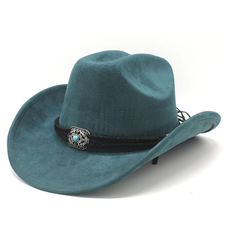 Suede Upturned Edge Western Cowboy Hat Men And Women Outdoor Travel Hat Rolled Brim Ethnic Style Top Hat Felt Hat