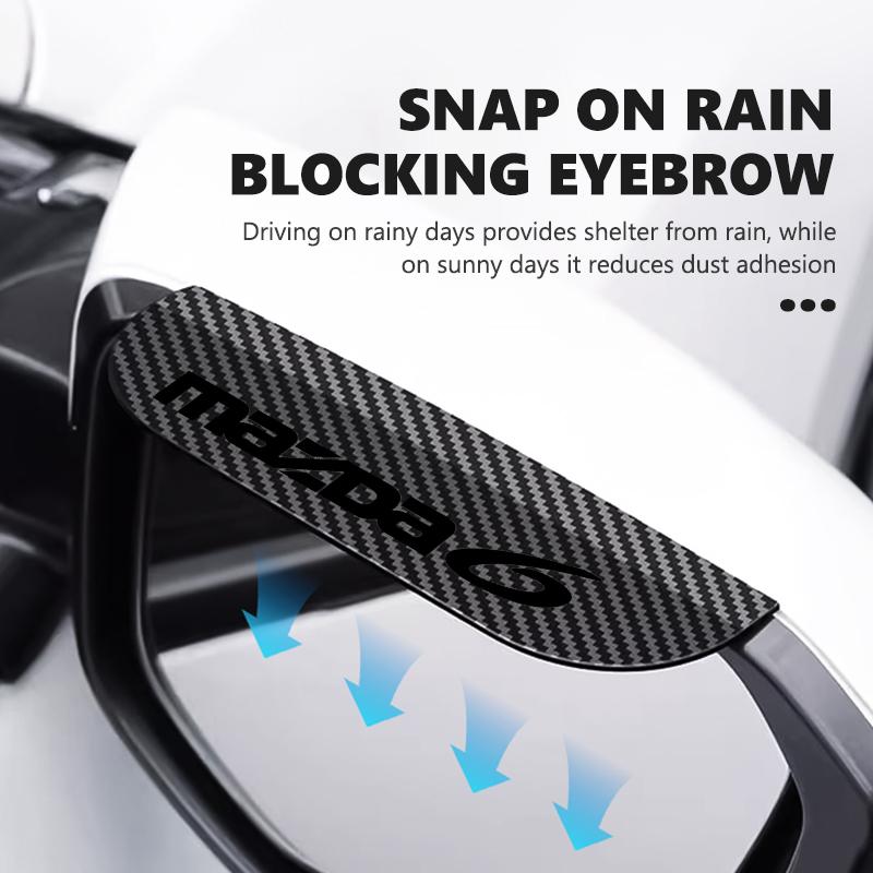 Carbon Fiber Snap-On Car Rearview Mirror Rain Eyebrow For Mazda CX-3 CX-4 CX 5 CX-7 CX-8 CX-9 Demio Axela Atenza h7