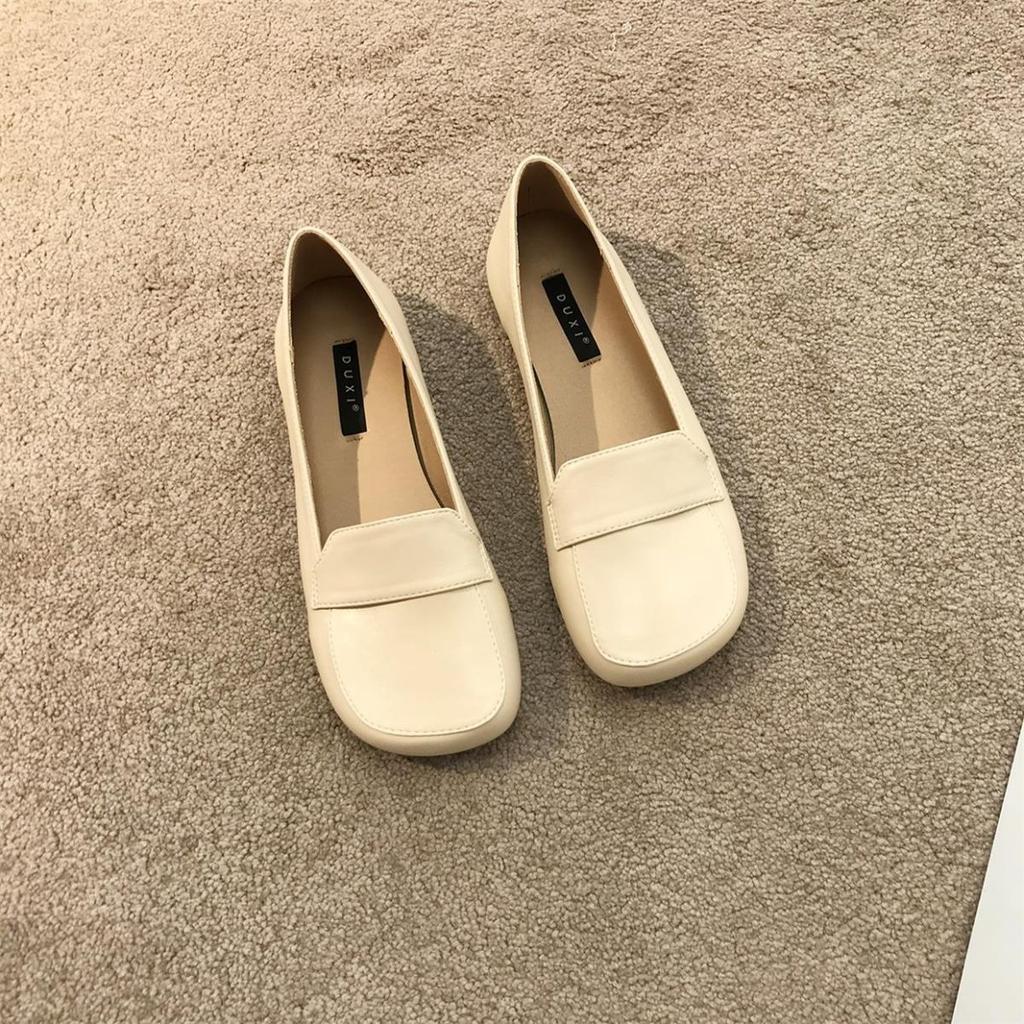 Ретро туфли-лодочки с круглым носком из мягкой кожи, женские, весна 2025, новые, фея, нежные, с мелким вырезом, на плоской подошве, лоферы, ночной ветер, толстые