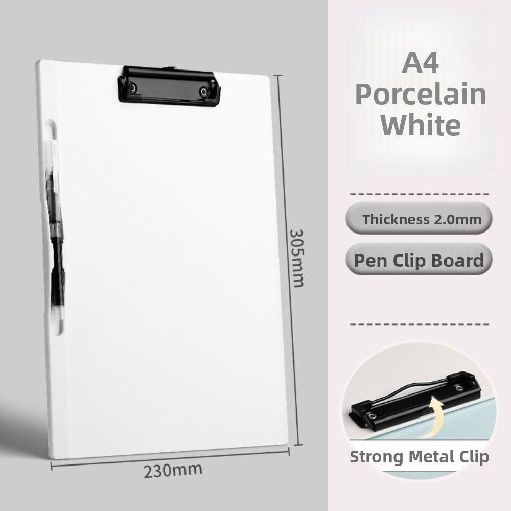 Durable A4 File Folder Clipboard with Pen Holder Letter Size Writing Splint Metal Clip Plastic Writing Clipboard for Students