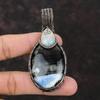 Подвеска из медной проволоки Owyhee Blue Opal, радужная медная бижутерия с лунным камнем, дизайнерский подарок для нее, изящная подвеска из драгоценного камня ручной работы