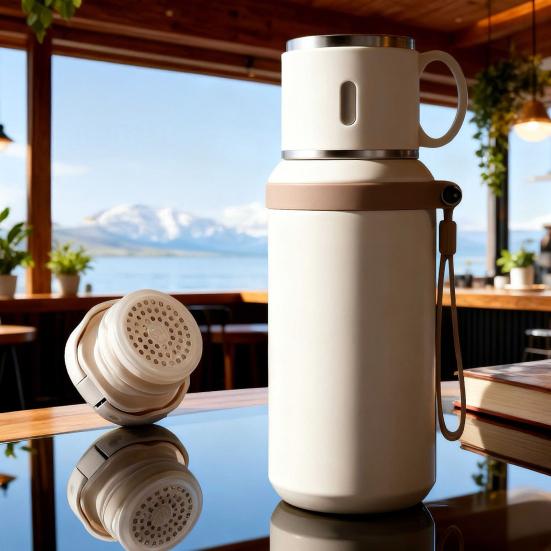 Бутылка для воды из нержавеющей стали с ситечком для чая, с двойными стенками, вакуумный контейнер для напитков, герметичный, портативный, 600 мл, термокружка для горячих напитков