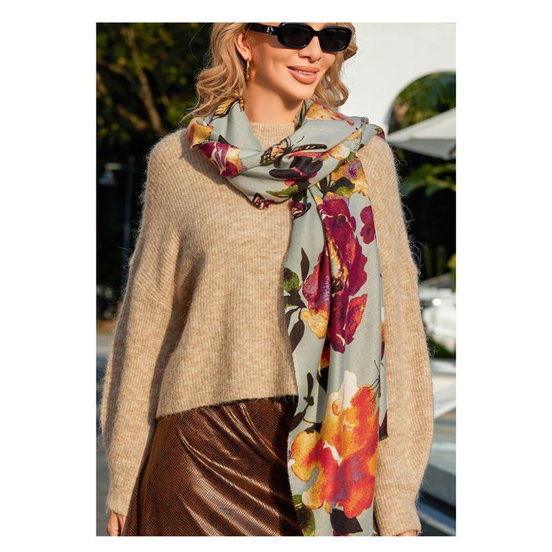 190*65cm High Quality Imitation Cashmere Scarf Autumn Winter Butterfly Printed Warm Shawl Women Gift