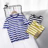 Детская полосатая футболка в корейском стиле - хлопок, короткий рукав, модный летний топ для мальчиков