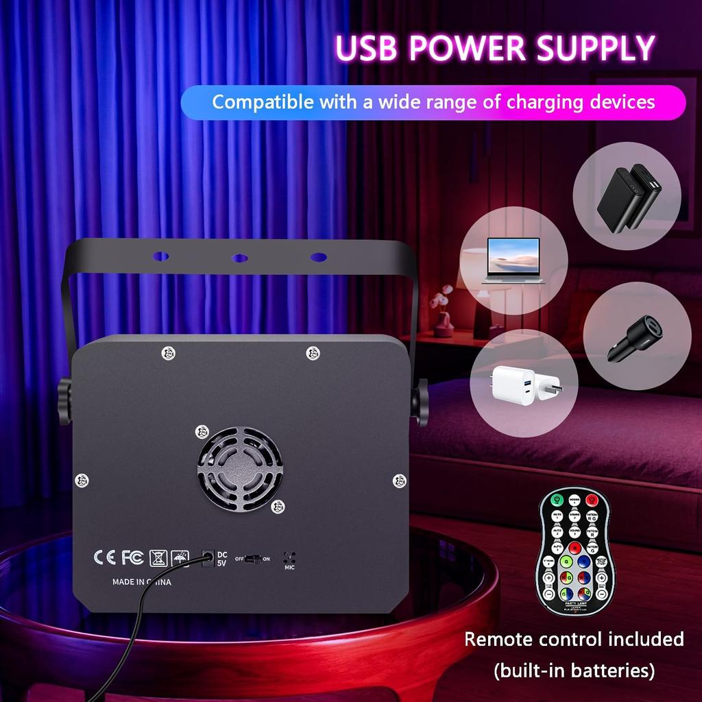 4 in 1 Disco Light Party Light with Remote Control Music Control Strobe LED Sound Control Stage Disco Light, 2 m USB Cable Party Lights Disco Ball