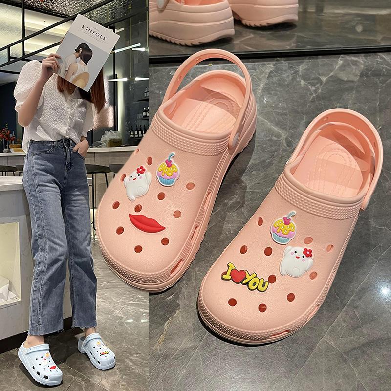 Летние новые сандалии нескользящие домашние тапочки женские на толстой подошве верхняя одежда сумка с отверстием для головы обувь