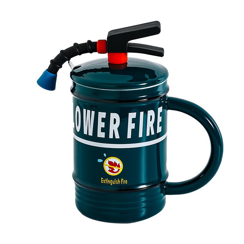 450 мл креативная кружка-огнетушитель с ложкой, чашка для чая в виде пожарного гидранта, кружка для воды в офисе, керамическая кружка, забавный подарок для лучшего друга