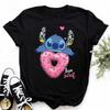 Disney Lilo Stitch Cute Cartoon Print Women T-Shirt Summer Streetwear Short Sleeve T Shirt Fashion Casual Female Clothes Tops