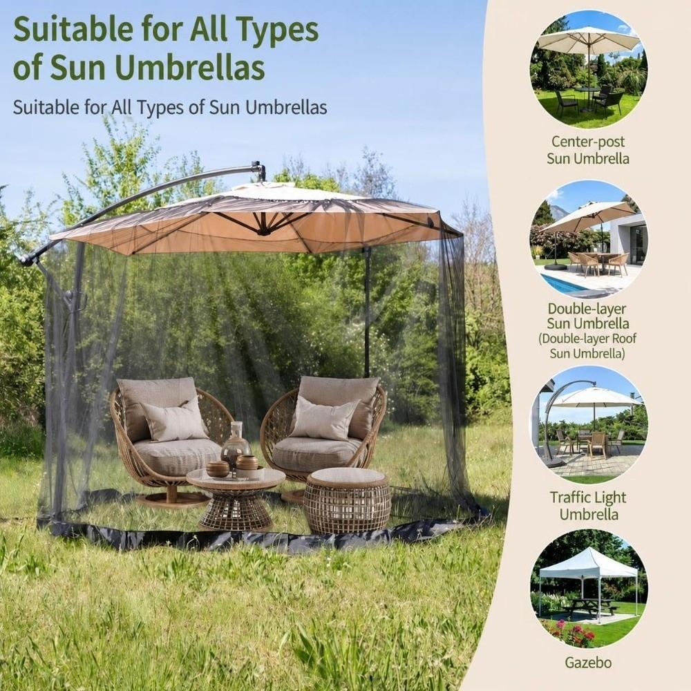 Fine Mesh Patio Umbrella Mosquito Netting Adjustable Mosquito Net Cover Travel Tent