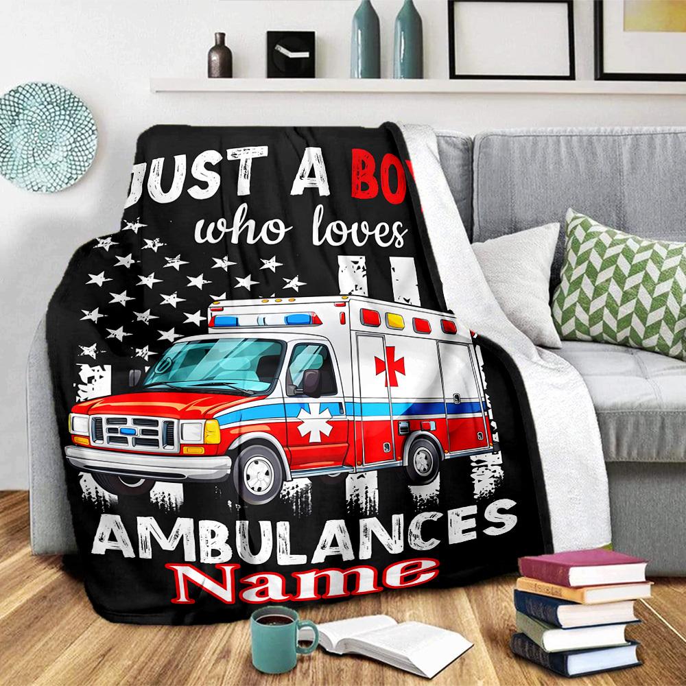 Ambulance Theme Home Customize Your Name Blankets Comfortable Soft Lightweight Allseason Multipurpose Blanket For Picnics Sofas Offices Beds Living