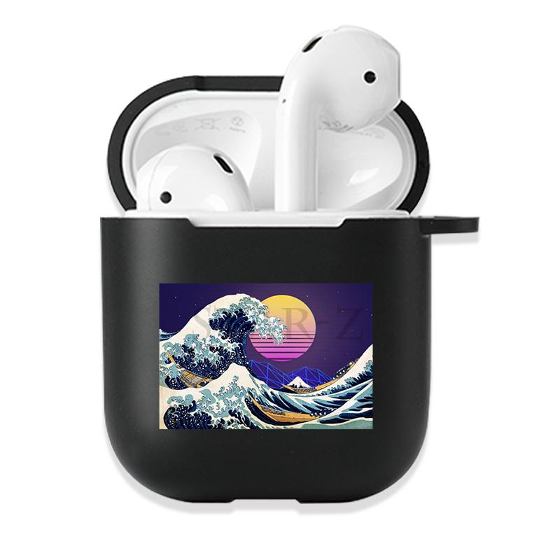 Мягкий черный силиконовый чехол для Apple Airpods Pro 3 2 1 The Great Wave of Kanagawa Bluetooth, беспроводные чехлы для наушников Airpod Cover