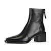 Cow Leather Spring Winter Shoes Thick High Heels Chelsea Boots Women Zipper Ankle Boots