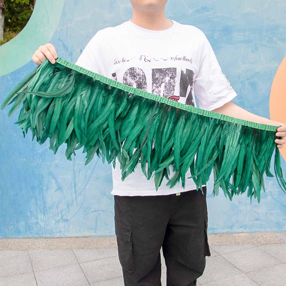 1 метр Натуральная красная петушиная хакл перьевая отделка бахрома 10-12 дюймов Свадебный карнавал украшение для вечеринки DIY одежда для шитья поделки