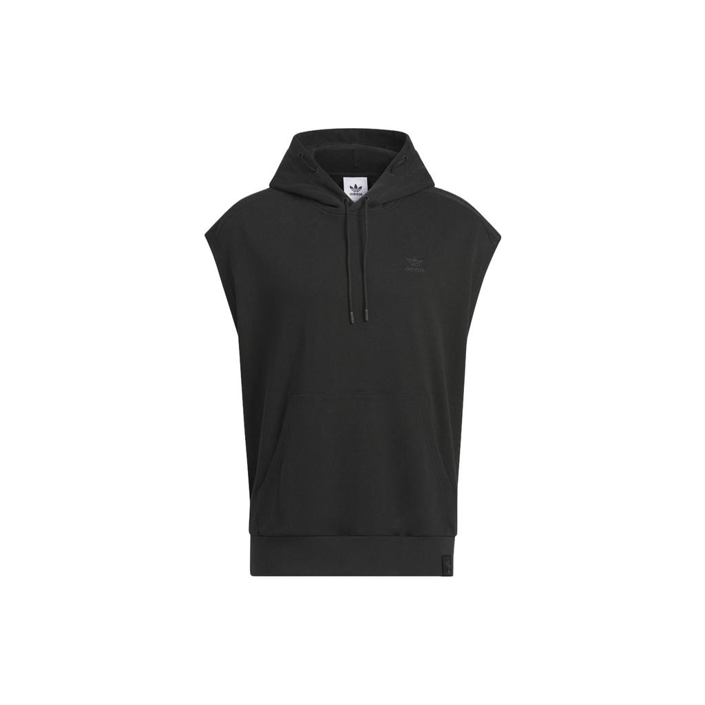 Adidas Originals Wing Chun Series Solid Color Logo Sports Loose Hooded Vest Unisex Vests Black IZ1533