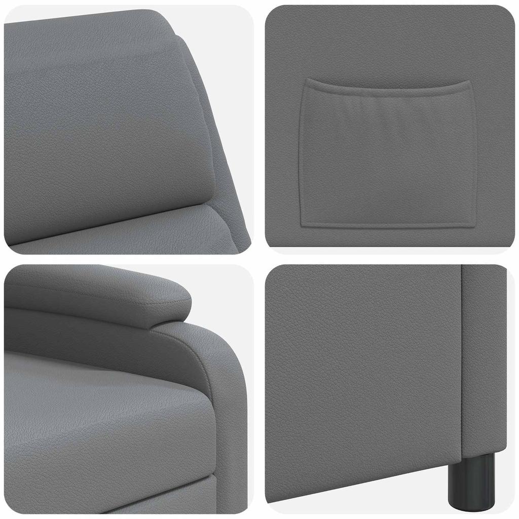 Recliner Chair Gray Faux Leather