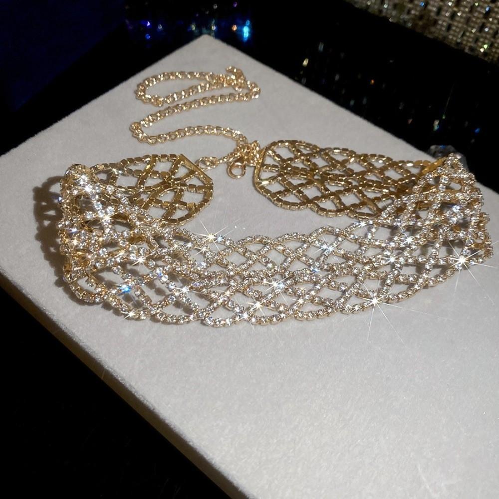 Fashion Retro Temperament Neck Chain Rhinestone Sparkling Collar Chain Bridal