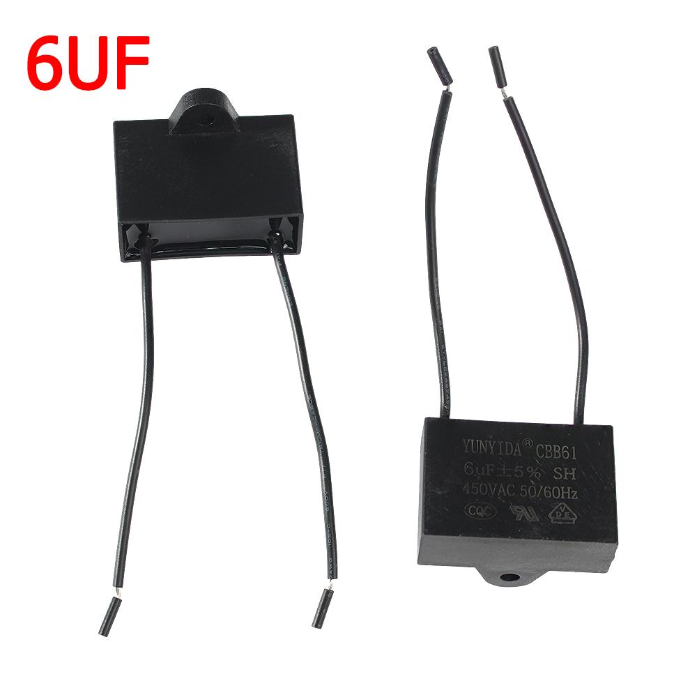 3pcs CBB61 450V Fan Capacitor 0.8/1/1.2/1.5/1.8/2/2.5/3/3.5/4/4.5/5/6/7/8/10 UF Ceiling Fan Motor Run Rectangle Capacitors Kit