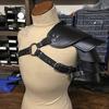 New Stylish Handsome Cosplay Accessories Steampunk Medieval Viking Leather One-shoulder Armor with Side Straps Retro Leather