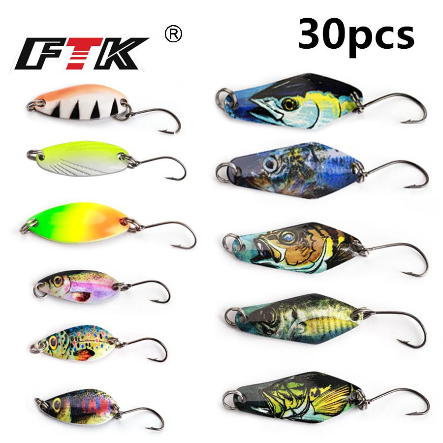 30 шт. приманок для ловли форели с красочной росписью, приманка для блесны HI BURST 3,4–5,5 г, медная металлическая рыболовная приманка для ловли форели, окуня, голавля