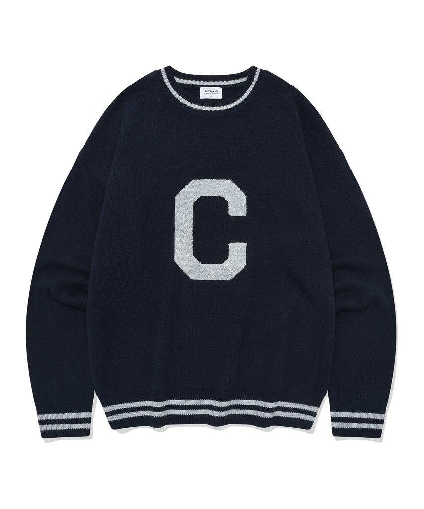 COVERNAT Big C Logo Crewneck Knit Dark Navy