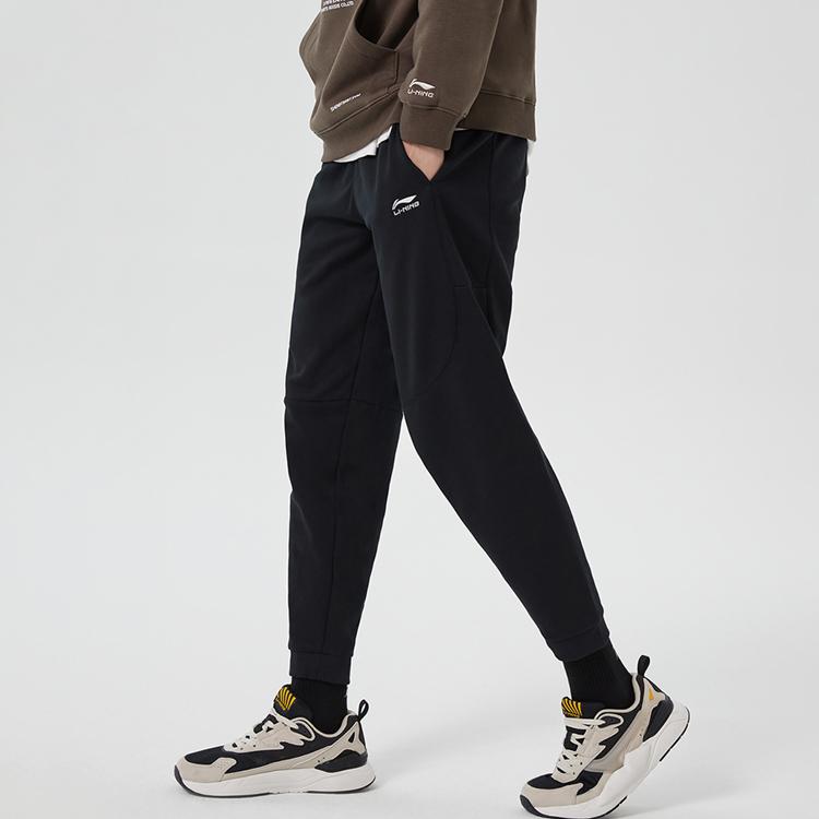 Li Ning Sports Fashion Series Casual Letter Cuffs Knitted Sports Bottoms Men Bottoms Black AKLQ799-2