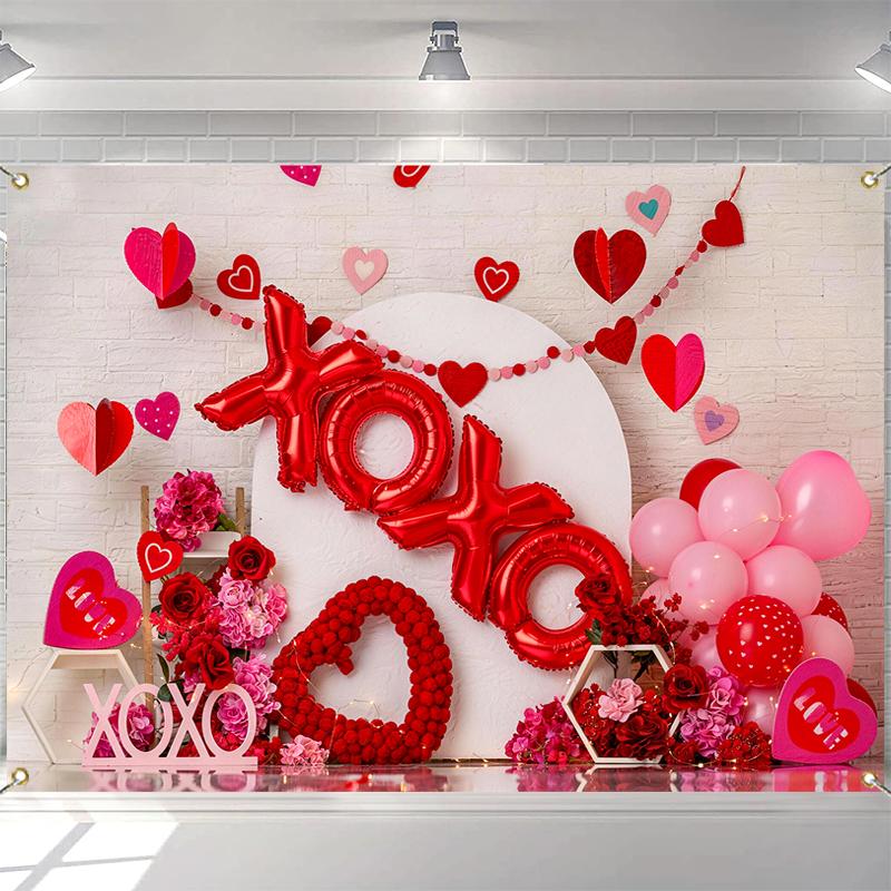 LS XOXO Любовь Воздушный Шар Фон для Дня Святого Валентина Красная Роза Стена Задний План Декор День Рождения Девочки Свадебная Вечеринка Фотозона Студия