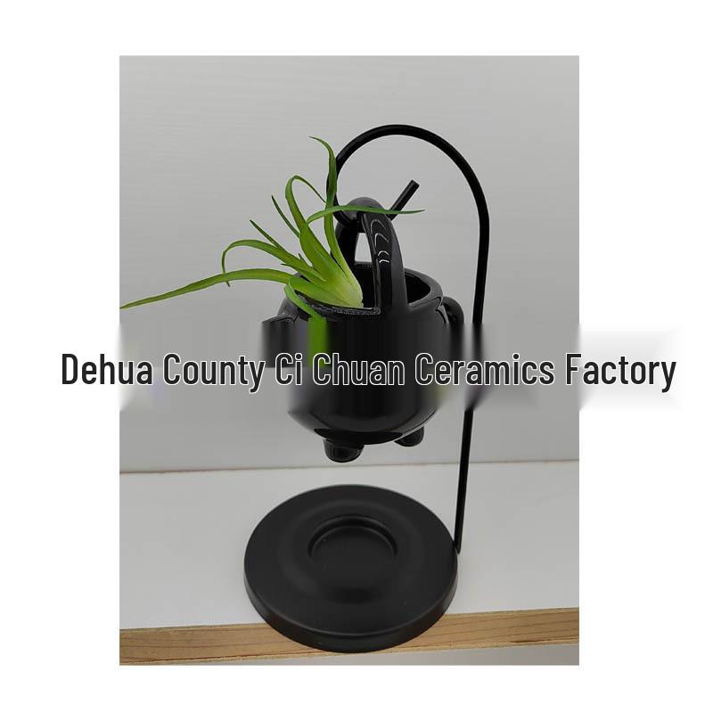 Керамическая аромалампа-капля с железным крючком и корзинкой для ведьминого зелья