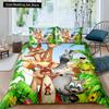 Детский мультяшный комплект постельного белья с изображением животных, зебры, жирафа, лисы, кенгуру, короля, королевы, мальчика, девочки, кролика, дикой природы, полиэстеровое одеяло