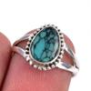 Подарочное кольцо из чистого серебра 925 пробы с натуральным тибетским бирюзовым камнем ручной работы S.6 r7p68
