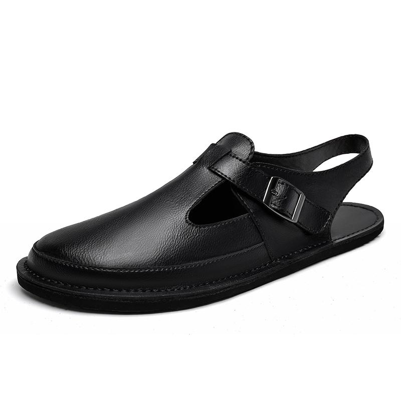 Модный бизнес Летние мужские сандалии Натуральная кожа Мужская повседневная обувь Уличные мужские кожаные сандалии для мужчин Пляжная обувь Удобная римская обувь