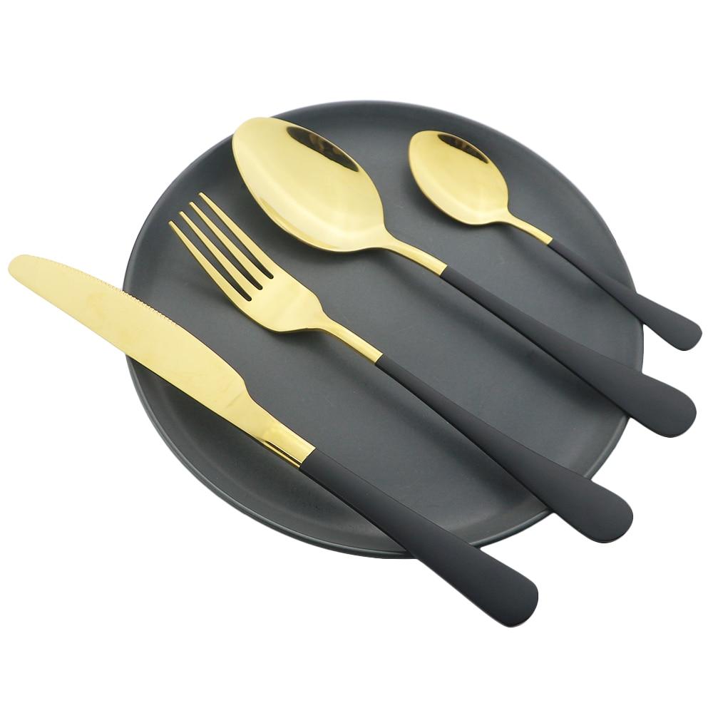 Набор столовых приборов из розового золота, столовые приборы из нержавеющей стали, 6 компл., обеденные ножи, вилки, кофейная ложка, столовая посуда, набор кухонной посуды