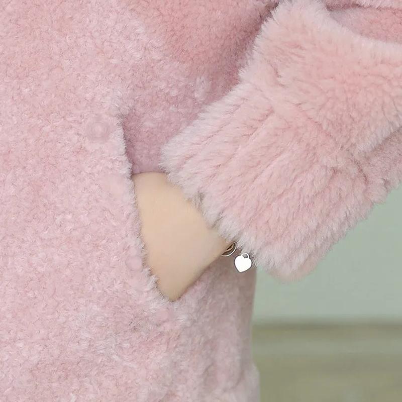 Куртка для стрижки овец из искусственного меха, меховой воротник, капюшон, молния, короткое пальто, женское осенне-зимнее толстое теплое пальто из овечьей шерсти, женская верхняя одежда