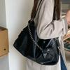 Черные винтажные подмышечные сумки Женские Харадзюку Цепочка Декоративная сумка через плечо с Headphe Сумки-тоут большой вместимости Y2k